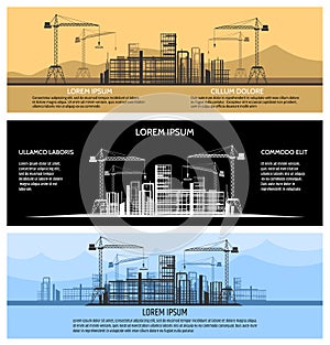 Construction building banners vector set