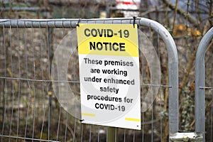 Construction building site Covid-19 health and safety sign