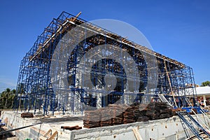 Construction building site at Iron frame stage