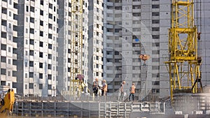 Construction building workers during a work.