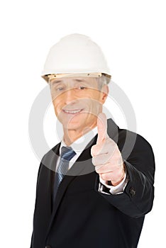 Construction businessman showing ok sign