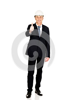 Construction businessman showing ok sign