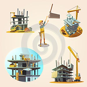 Construction cartoon set