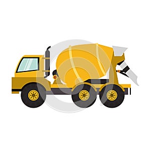 Construction cement truck vehicle sideview isolated
