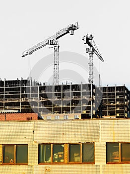 Construction of the city buildings background