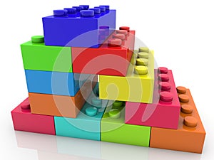 Construction of colored toy bricks