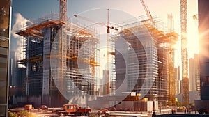 Construction company build a new big building. Generative AI