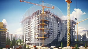 Construction company build a new big building. Generative AI