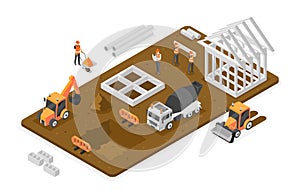 Construction composition in isometric view