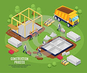 Construction composition in isometric view