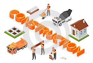 Construction composition in isometric view