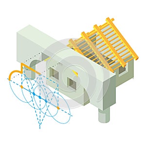 Construction concept icon isometric vector. Arch project and single storey house