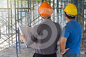 Construction concepts, Engineer and Architect working at Construction Site