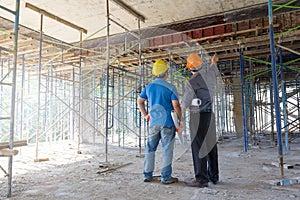 Construction concepts, Engineer and Architect working at Construction Site