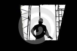 Construction concepts, Silhouette of Engineer and Architect working at Construction Site