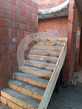 Construction of a concrete staircase in the house