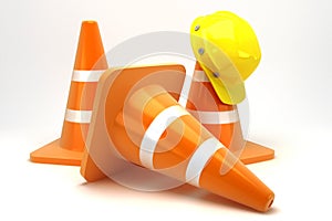 Construction Cone with Hard Hat