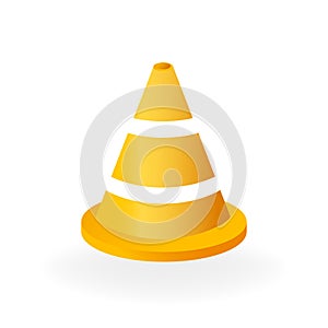Construction cone isolated on white background. Illustration for site design. 3d illustration