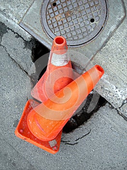 Construction cone - street big hole