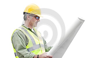 Construction Contractor isolated on White