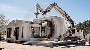 Construction crane building house architecture concrete structure industry development site project