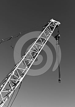 construction crane in black and white.