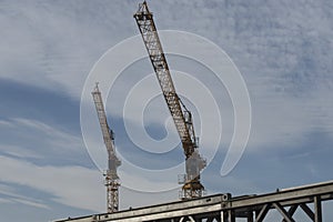 Construction crane in building industry