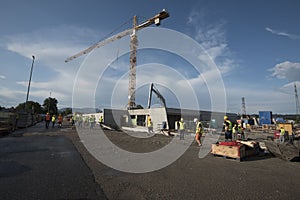 Construction crane in building industry