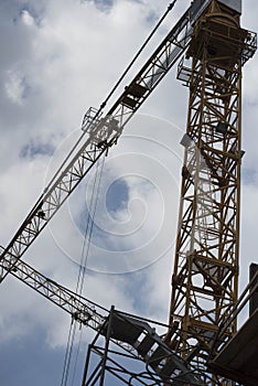 Construction crane in building industry