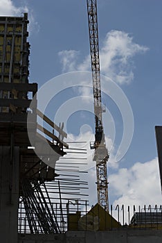 Construction crane in building industry