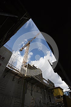 Construction crane in building industry