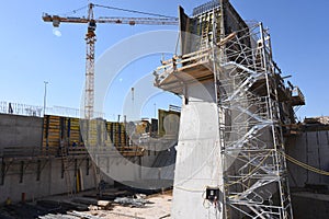 Construction crane in building industry