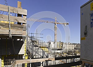 Construction crane in building industry