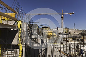 Construction crane in building industry