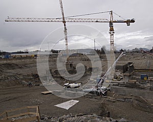 Construction crane in building industry