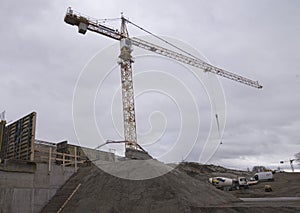 Construction crane in building industry