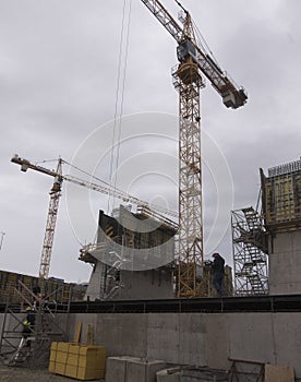 Construction crane in building industry