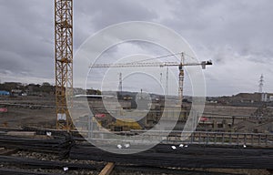 Construction crane in building industry