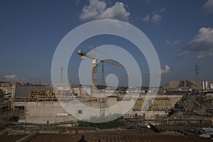 Construction crane in building industry