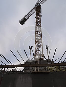 Construction crane in building industry