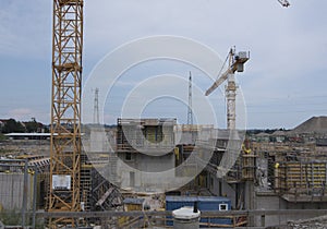 Construction crane in building industry