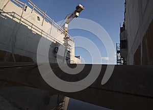 Construction crane in building industry