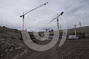 Construction crane in building industry