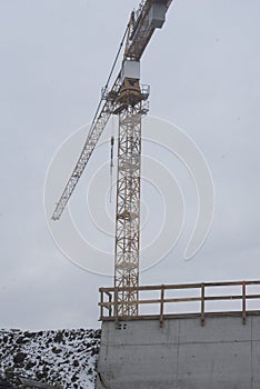 Construction crane in building industry