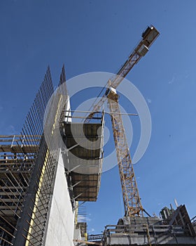 Construction crane in building industry