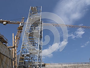 Construction crane in building industry