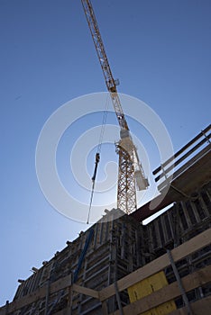 Construction crane in building industry