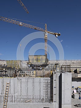 Construction crane in building industry