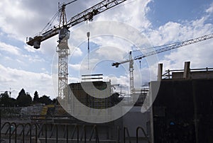 Construction crane in building industry