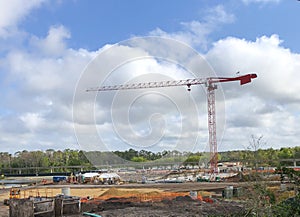 Construction crane at construction site